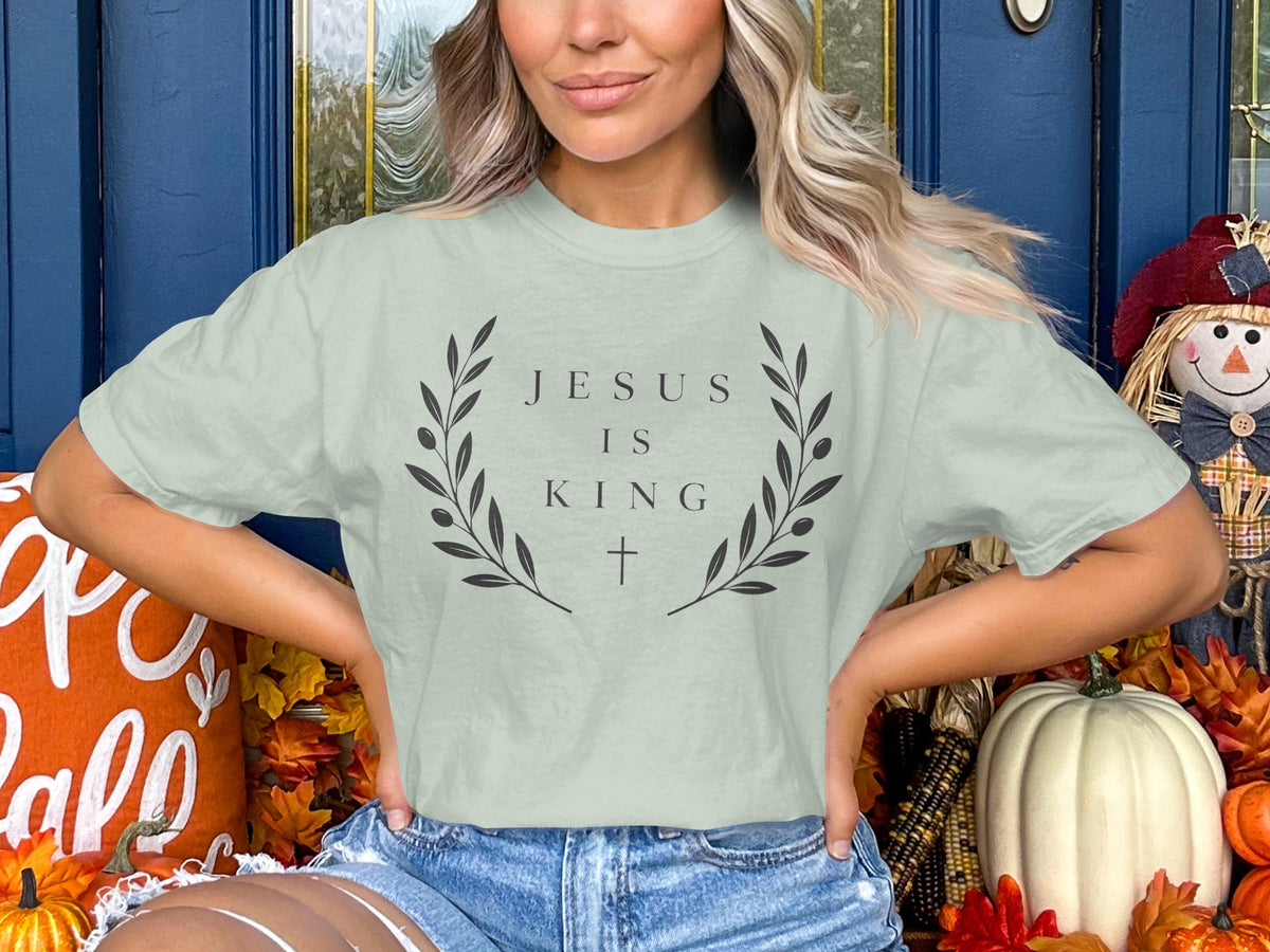 Jesus Is King T-Shirt — Faith Graphic Tee with Laurel Wreath