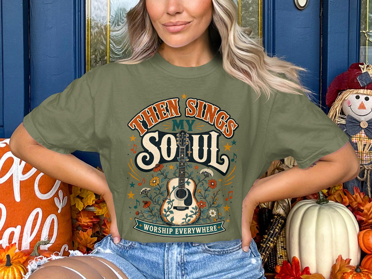 Then Sings My Soul Guitar T-Shirt — Worship Music Tee