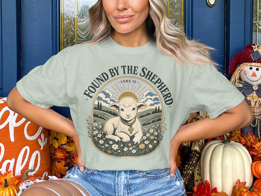 Found by the Shepherd T-Shirt — Vintage Lamb Christian Tee (Luke 15)