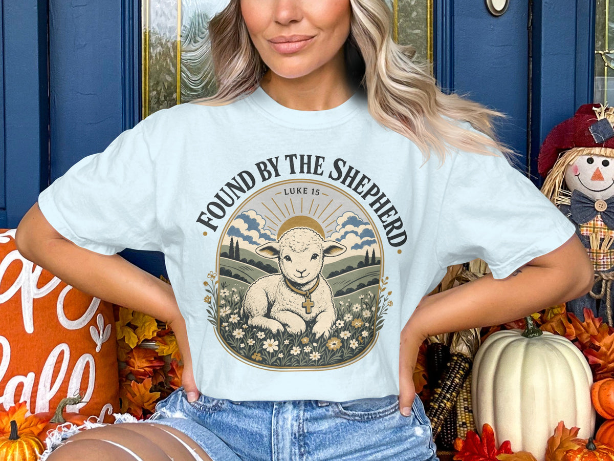 Found by the Shepherd T-Shirt — Vintage Lamb Christian Tee (Luke 15)