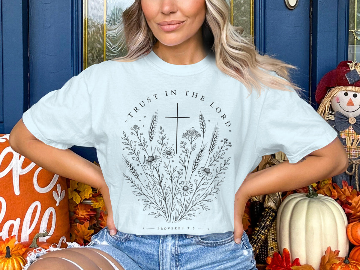 Faith Floral T-Shirt — "Trust in the Lord" Christian Graphic Tee