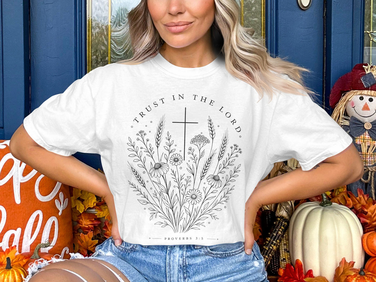 Faith Floral T-Shirt — "Trust in the Lord" Christian Graphic Tee