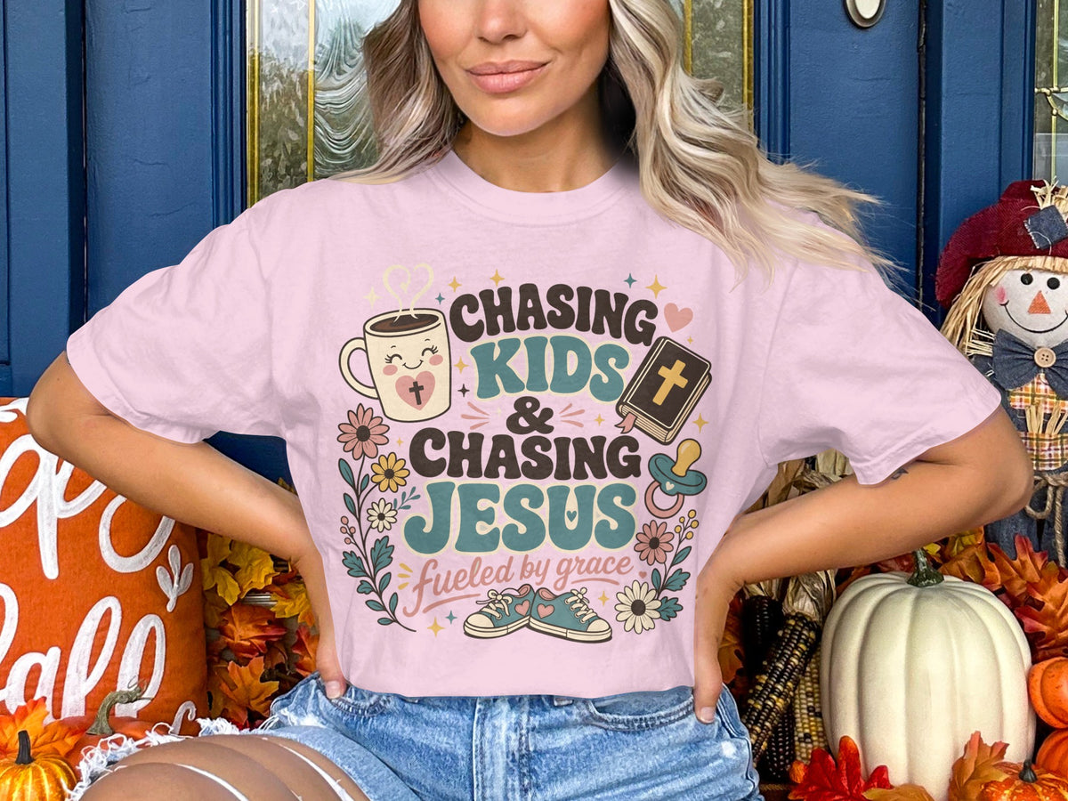 "Chasing Kids & Chasing Jesus" Christian Mom Tee